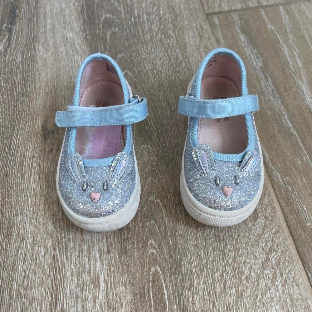 Harper Canyon Silver Glitter Bunny Mary Jane Shoes Toddler Size 5